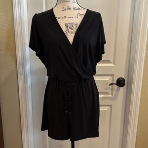 Black Vneck shorts romper